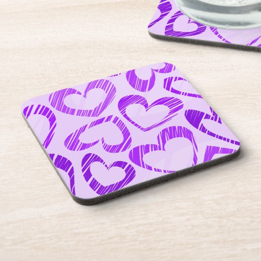 Speelse Lavendel Paarse Schattigee Schets Hartpatr Onderzetter (Linkerzijde)