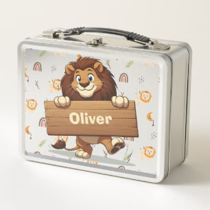 Speelse Leeuw met Houten Naambord