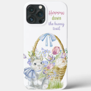 Speelse lente Pasen-mand Konijn Pastel Bloemen iPhone 13 Pro Max Hoesje