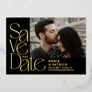 Speelse Letters FOIL Trouwkaart Save The Date Kaar Folie Uitnodiging