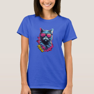 Speelse Levendige Kleurrijke Zonnebril Cat Art Pri T-shirt