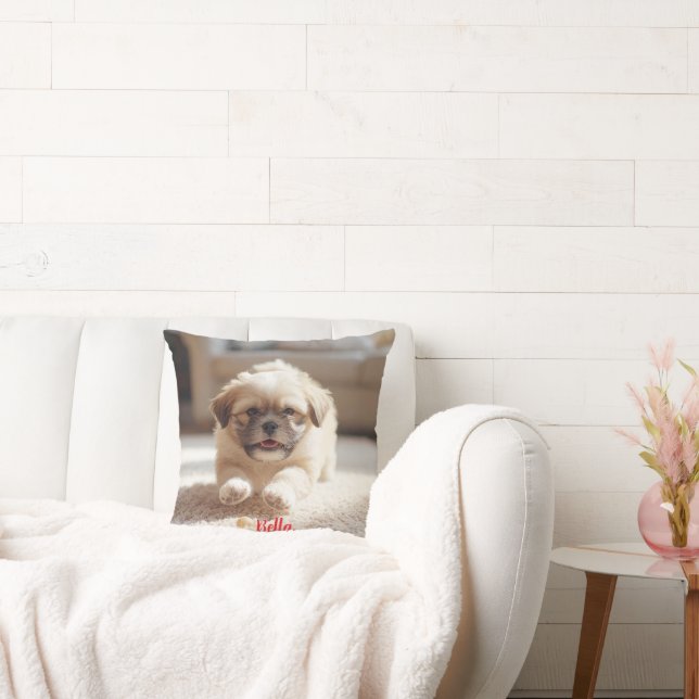 Speelse Lhasa Apso gepersonaliseerd Kussen (Bank)