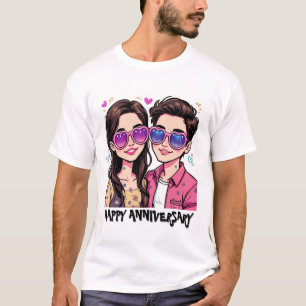 Speelse Liefde Cartoon Paar Mannen Tshirt