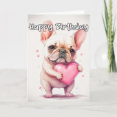 Speelse lieve kleine Franse Bulldog Puppy Kaart (Voorkant)