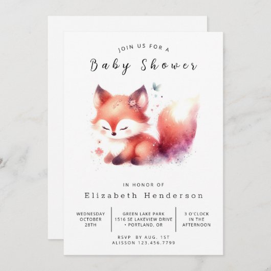 Speelse Little Fox Theme Fox Baby shower Kaart (Voorkant / Achterkant)