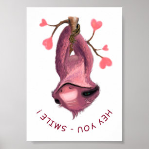 Speelse Luiaard Poster Glimlach - Uw Tekst