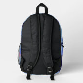 Speelse marine en blauw en roze patroon met naam bedrukte rugzak (Achterkant)