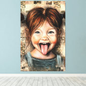 Speelse Meisje Grappige Canvasprint Canvas Afdruk (Insitu (Houten vloer))