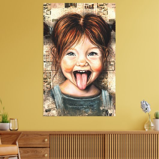 Speelse Meisje Grappige Canvasprint Canvas Afdruk (Insitu (Woonkamer))