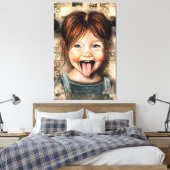 Speelse Meisje Grappige Canvasprint Canvas Afdruk (Insitu (Slaapkamer))