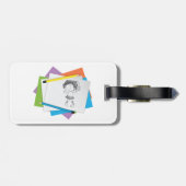 Speelse meisje schets tekening met kleurrijke potl bagagelabel (Achterkant horizontaal)