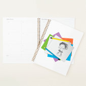 Speelse meisje schets tekening met kleurrijke potl planner