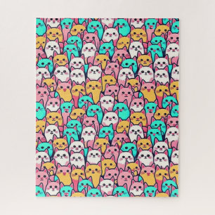 Speelse minimalistische katten in meerkleurige pas legpuzzel