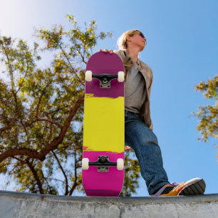 Speelse Moerbei Roze Gele Skateboard Deck