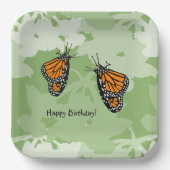 Speelse Monarch Vlinders Groen Papieren Bordje (Voorkant)