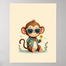 Speelse Monkey Safari Nursery Wall Art
