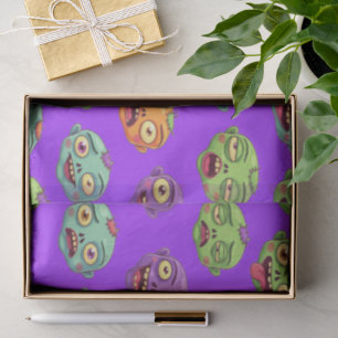 Speelse Monsters Zombies Voor Halloween Tissuepapier