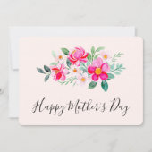 Speelse mooie roze bloemenboeket Moederdag Feestdagenkaart (Voorkant)