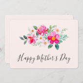 Speelse mooie roze bloemenboeket Moederdag Feestdagenkaart (Voorkant / Achterkant)