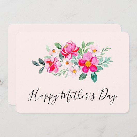 Speelse mooie roze bloemenboeket Moederdag Feestdagenkaart (Voorkant / Achterkant)