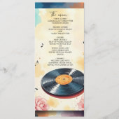 Speelse Muzikale Bloemen waterverf Trouwmenu Programma (Voorkant)