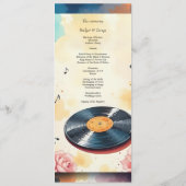 Speelse Muzikale Bloemen waterverf Trouwmenu Programma (Achterkant)