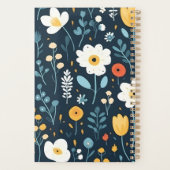 Speelse Navy Retro Bloom Monogram Planner (Achterkant)