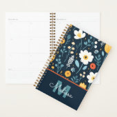 Speelse Navy Retro Bloom Monogram Planner (Display)