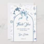 Speelse Ocean Blue Zee Life Baby shower Bedankkaart (Voorkant)