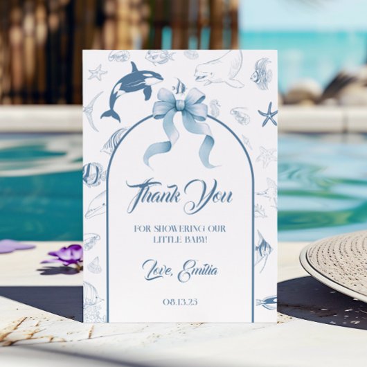 Speelse Ocean Blue Zee Life Baby shower Bedankkaart
