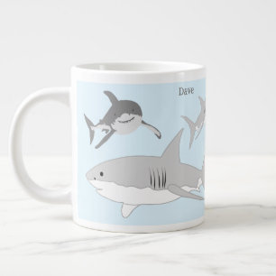 Speelse Ocean Sharks Blauw Ontwerp Extra Grote Beker