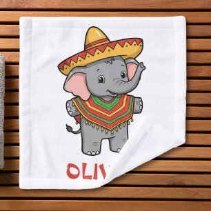 Speelse Olifant in Feestelijke Sombrero & Poncho Washandje