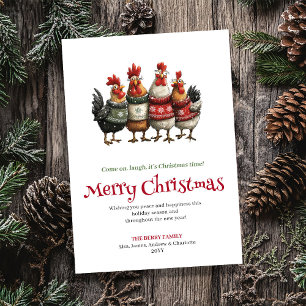 Speelse Onde Kippen Kerst Kaart