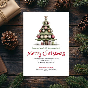 Speelse ondeugde Kerstboom wenskaart Feestdagenkaart