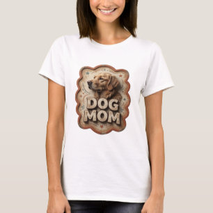 Speelse oranje DOG MOM Artistiek Motief T-shirt