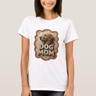 Speelse oranje DOG MOM Artistiek Motief T-shirt