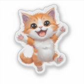 Speelse Oranje en Witte Kitten Die-Cut Sticker (Voorkant)