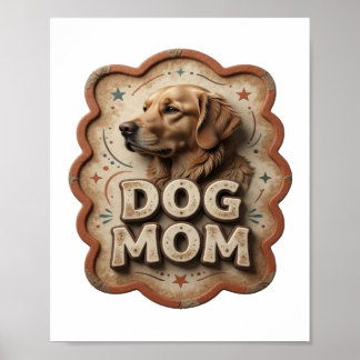 Speelse Oranje HOND MOEDER Artistiek Motief Poster