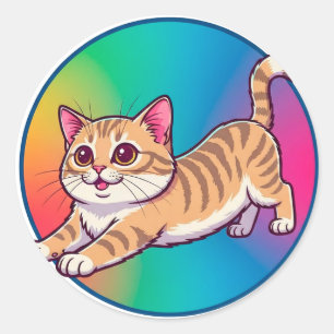 Speelse oranje tabby katje ronde sticker