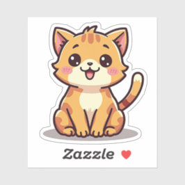 Speelse oranje tabby poes – Chibi-stijl Sticker