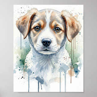 Speelse oranje tabby poes watercolor kunstposter poster
