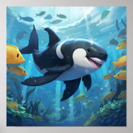 Speelse Orca Pokemon Poster - Opvallend kunstwerk 