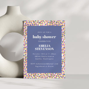 Speelse Paarse Abstracte Dot Pattern Baby shower Kaart
