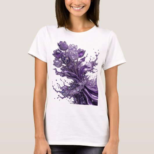 Speelse Paarse ABSTRACTE KUNST Statement T-shirt (Voorkant)