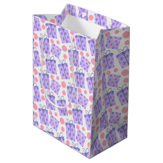 Speelse paarse en roze handgetekende polka stippen medium cadeauzakje