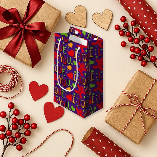 Speelse Paarse kleurrijk Ik hou van je Klein Cadeauzakje