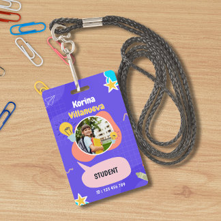Speelse Paarse Student ID Kaart Badge