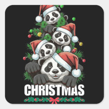 Speelse Panda Kerst sticker