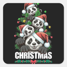 Speelse Panda Kerst sticker