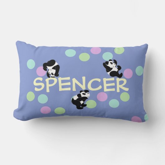 Speelse Panda's Naam Kussen (Voorkant)